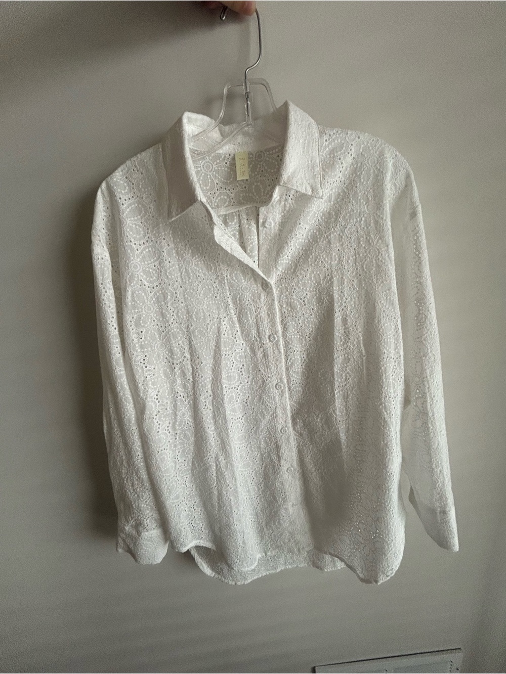 Classic White Eyelet Button-Down Shirt - Women